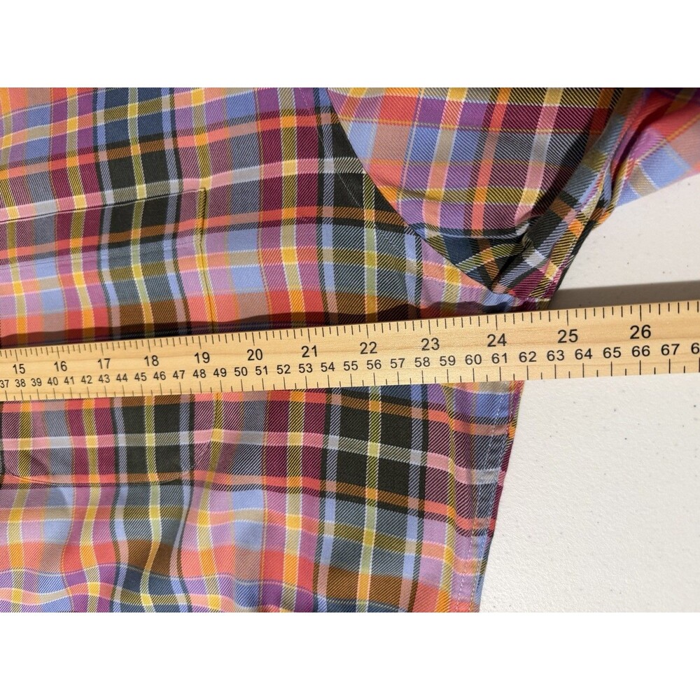 Peter Millar MF13D250L Men’s Large Multicolor Plaid Cotton Shirt Made Turkey - Picture 3 of 5